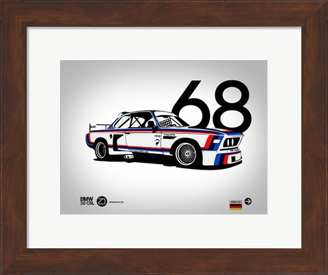 Framed 1968 BMW 3.0 CSL Print