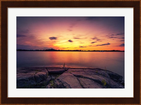 Framed Sunset Over the St. Lawrence River Print