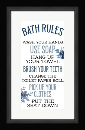 Framed Bath Rules Print