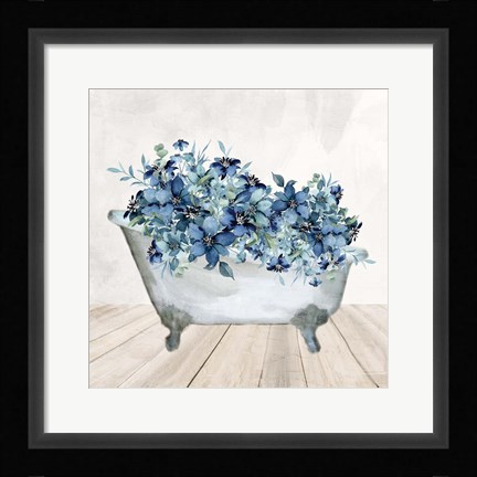 Framed Blue Bath 1 Print