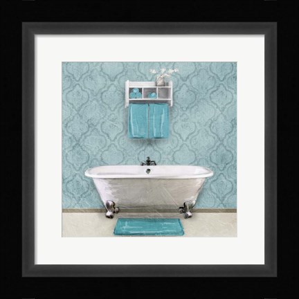 Framed Teal Bath Vibes 1 Print