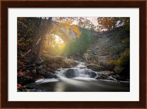 Framed Autumn at Duck Brook Bridge Print