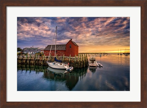 Framed Rockport Harbor at Dawn Print