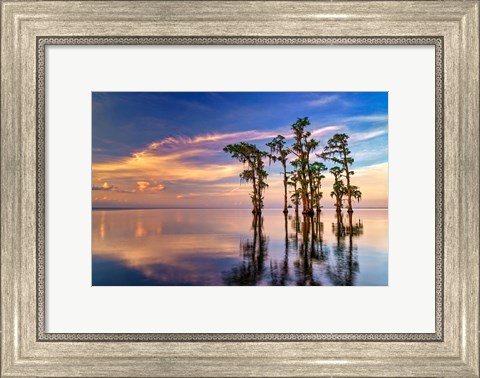 Framed Dusk on Lake Maurepas Print
