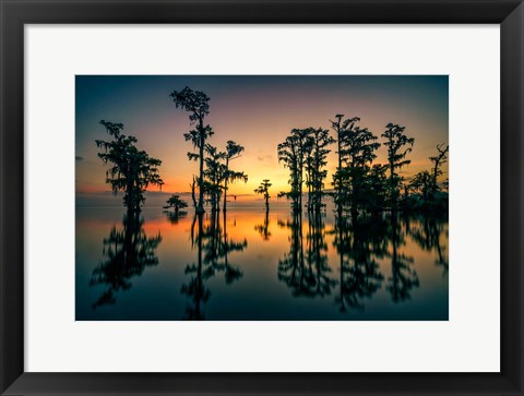 Framed Dawn on Lake Maurepas Print