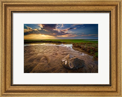 Framed Sunset on Paines Creek Beach Print