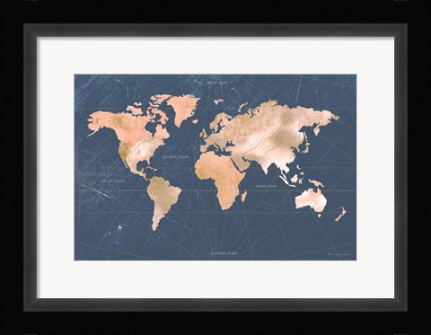 Framed Mindfully Marbled Map Print