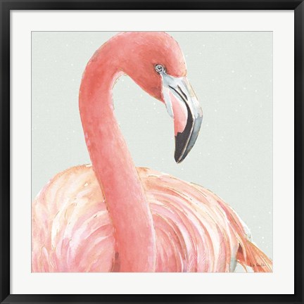 Framed Gracefully Pink II with Green Print