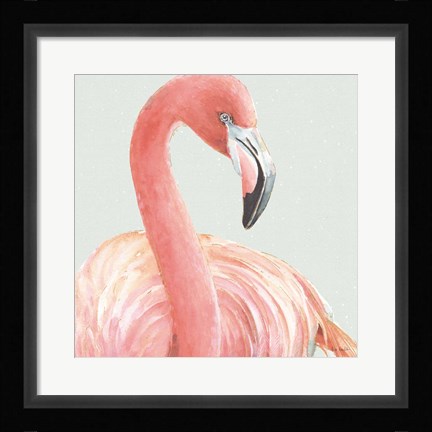 Framed Gracefully Pink II with Green Print