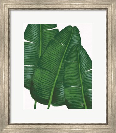 Framed Emerald Banana Leaves II Print