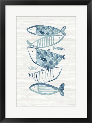 Framed Driftwood Blue Fish II Print