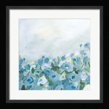 Framed Blooming Landscape Blue Print