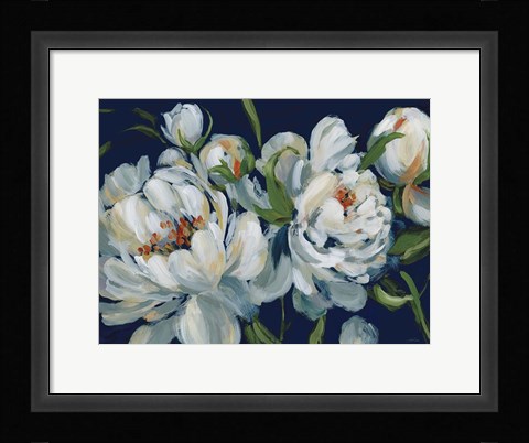 Framed Peony Season I Navy Print