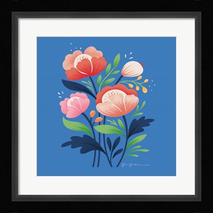 Framed Flower Field II Bright Sq Print