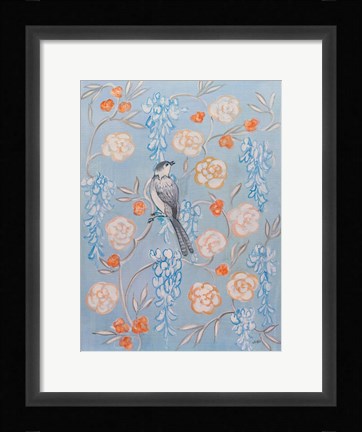 Framed Heirloom Chinoiserie Bird I Print