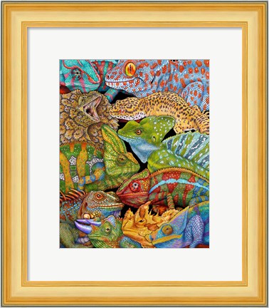Framed Collage Reptiles Vertical Print