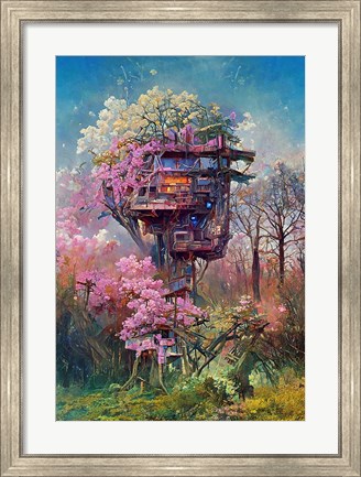 Framed Overgrown Treehouse Print