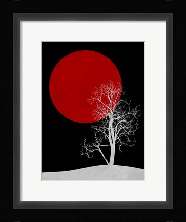 Framed White Night Tree Print