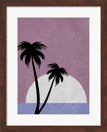 Framed Sunset and Beach Palm Trees Print