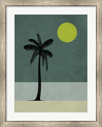 Framed Palm Tree and Yellow Moon Print