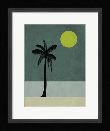 Framed Palm Tree and Yellow Moon Print