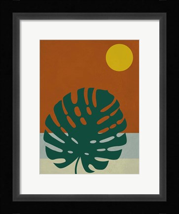 Framed Tropical Leaf and Blue Moon Print