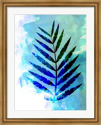 Framed Blue Leaf Watercolor Print