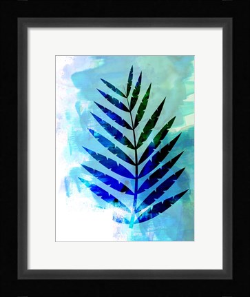 Framed Blue Leaf Watercolor Print