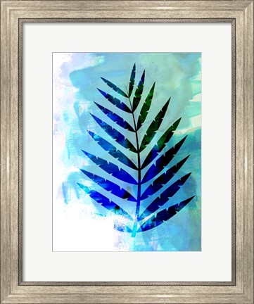 Framed Blue Leaf Watercolor Print