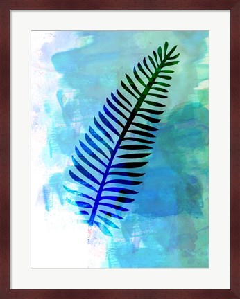 Framed Blue Leaf Watercolor II Print