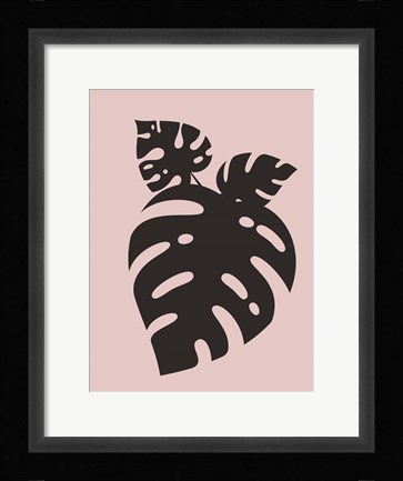 Framed Blush Pink Monstera Leaves Print