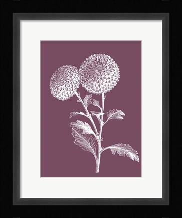 Framed Quilled Pompone Purple Flower Print