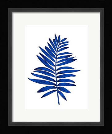 Framed Blue Leaf Branch Print