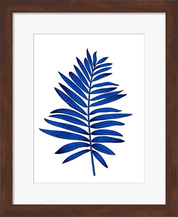 Framed Blue Leaf Branch Print