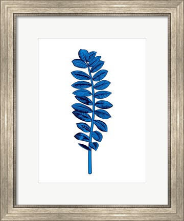 Framed Floating Blue Leaf Branch Print