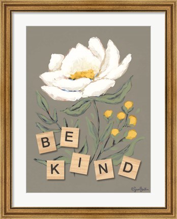 Framed Happy Flower Be Kind Print