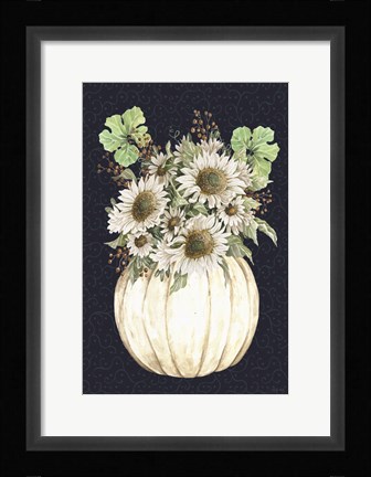Framed Sunflowers on Navy Print
