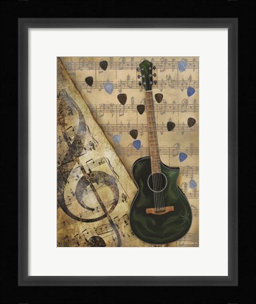 Framed Guitar I Print