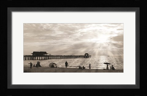 Framed Sunset at Naples Pier Print