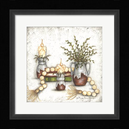 Framed Rusted Stoneware and Beads Print