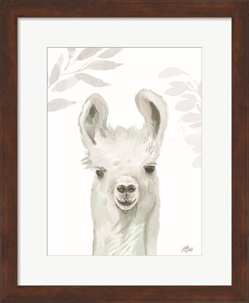 Framed Leafy Llama Print
