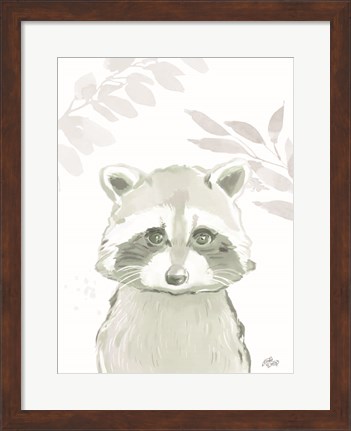 Framed Leafy Raccoon Print