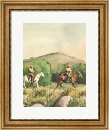 Framed Cowboy Friends I Print