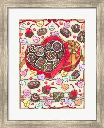 Framed Chocolates and Candy Hearts Print