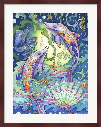 Framed Leaping Dolphins Print