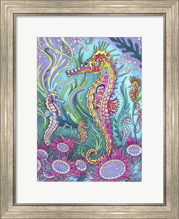 Framed Rainbow Seahorses Print