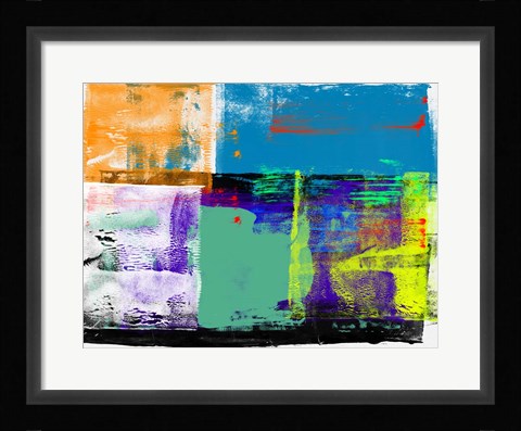 Framed Abstract Blue and Orange Print