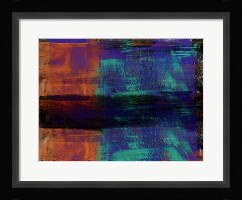 Framed Abstract Green and Orange Print