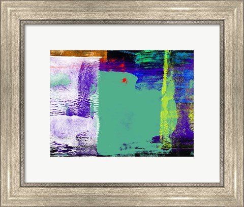 Framed Abstract Turquoise and Blue Print