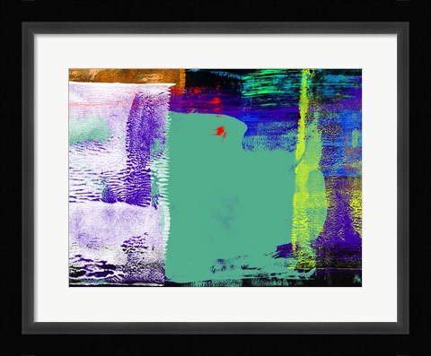 Framed Abstract Turquoise and Blue Print